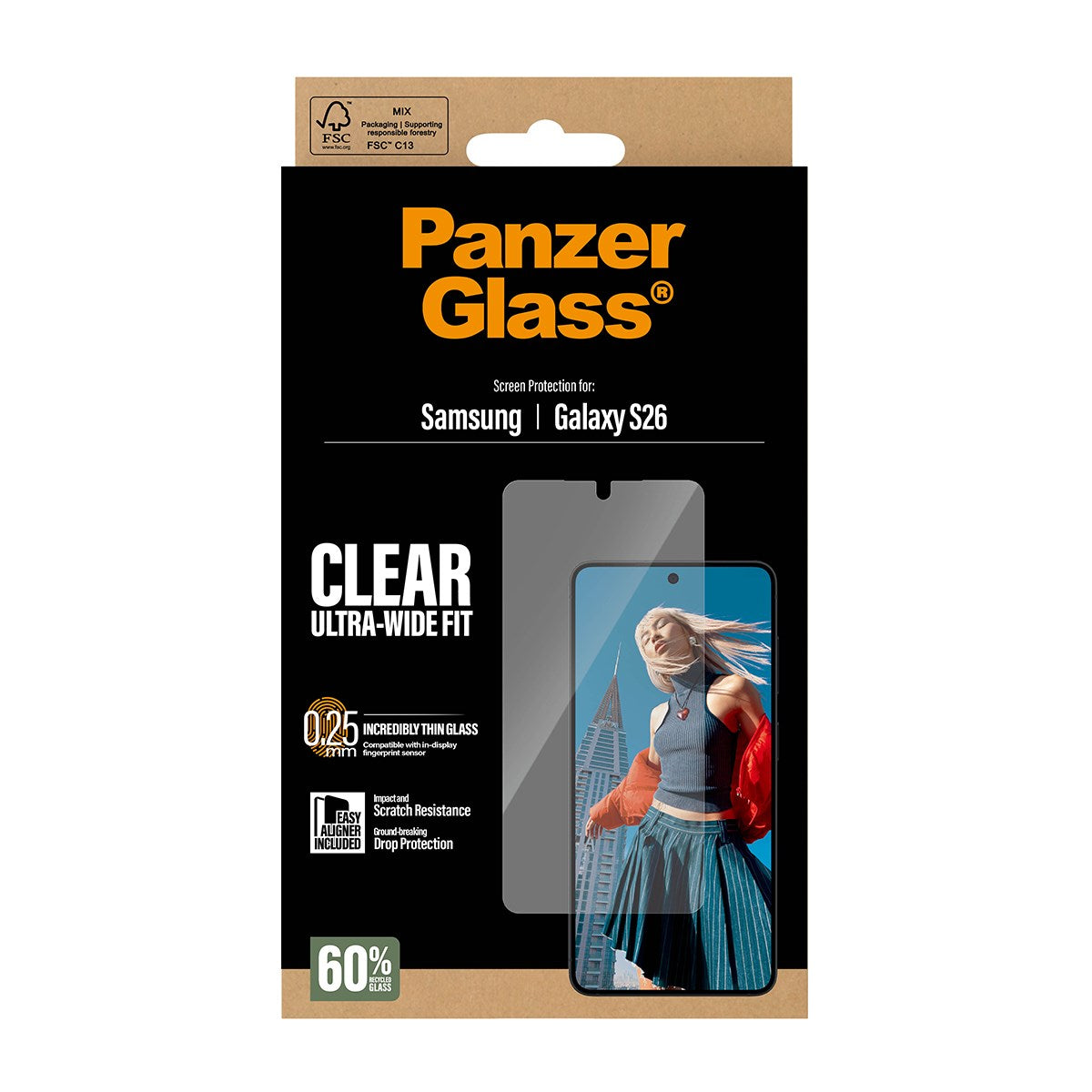 PanzerGlass® Skærmbeskyttelse Samsung Galaxy S26 | Ultra-Wide Fit m. EasyAligner